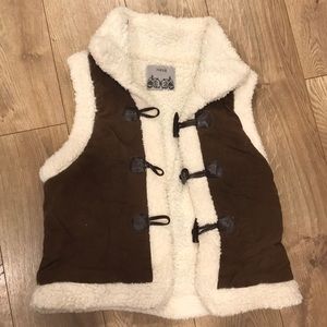 Lined Vest - Brown and White